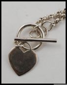 Designer 925 silver belcher chain with heart and  clasp. Length 18