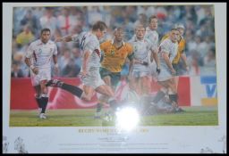 A signed James Owen framed and glazed Rugby World Cup Final 2003.