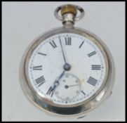 A hallmarked silver cased gentlemans pocket / fob watch, with hallmarked silver case. AF.