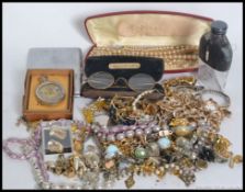A box of costume jewellery to include bracelets, bangles, necklaces, watches,