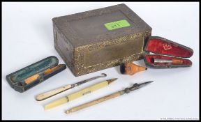 A silver hallmarked cheroot  by Alfred Jerrod NATHAN - London together with another silver marked (