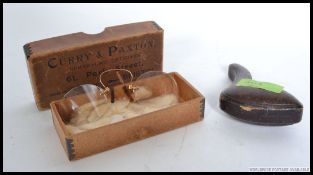 A pair of 10k rolled gold pinz nez glasses together with a silver collar meerschaum pipe in case.