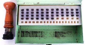 GPO hand date-stamp ex Training School. In original metal box with selection of date plugs.