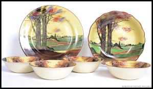 A royal Doulton series ware dessert / fruit service in a countryside  pattern, having four bowls,