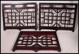 3 Chinese hardwood lattice work wall panel - dividers.