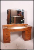 A 1930's Art Deco walnut dressing table - chest.
