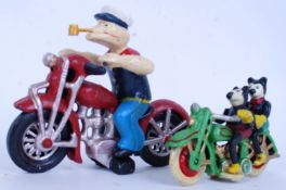 MICKEY MOUSE: A vintage style cast iron Mickey Mouse figure set depicting Mickey & Minnie atop a