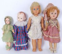 DOLLS: A collection of 4x vintage dolls to include one composition, one Pedigree and others plastic.
