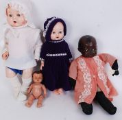 DOLLS: 4x vintage dolls - 2 being composition, and 2x Kader dolls. Tallest 50cm.