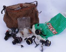 FISHING; A collection of assorted fishing related accessories to include 6x reels ( Guntel,