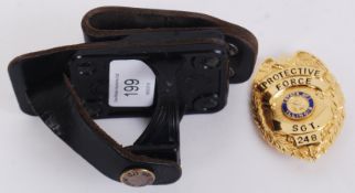 POLICE WARRANT BADGE: An original US issue Illinois Protective Force policeman's warrant badge.