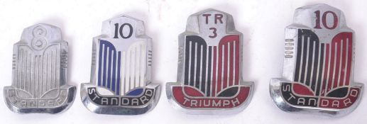 CAR BADGES: A collection of 4x similar vintage classic car badges - Standard 10 (x2 variations),