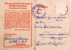 An original WWII Second World War Nazi Sachsenhausen concentration camp letter.