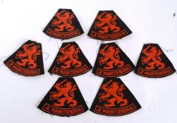 A group of eight Netherlands / Dutch Army / Military Je Maintiendrai Insignia / Cloth Patches