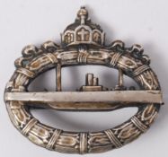 An original WWI First World War era issued U - Boat submarine uniform badge.