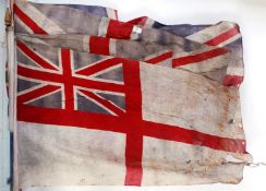FLAGS; A collection of c1920's / First World War era flags, each mounted on poles for hanging.