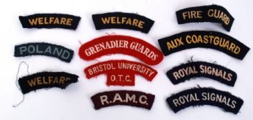 ARM PATCHES: A collection of 10x assorted military related uniform arm patches - Welfare,