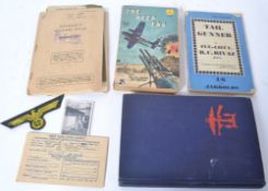 A soldiers release book for Cpl JC Weeks - Tripolitania Signal Squadron - To include a Nazi breast