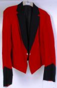 MESS JACKET; An original vintage Soldiers red and black tailed mess jacket. No labels.