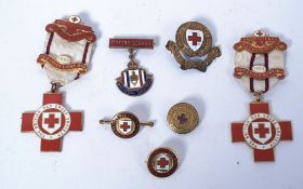 A collection of enamel set British Red Cross Society medals - Proficiency in Red Cross First Aid.