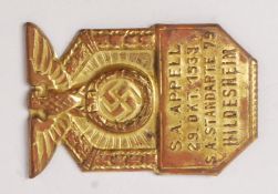 A Third Reich / Nazi second world war WWII era Nazi Party Rally badge
