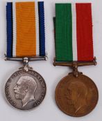MEDAL PAIR: An original pair of First World War WWI medals, awarded to JW Sharp.
