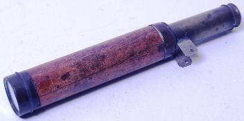 A vintage oak and brass 3 draw telescope bearing notation for Silverrad of London