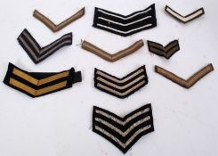 UNIFORM STRIPES: A collection of 10x assorted military uniform stripes.