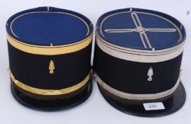 Two vintage French Police / military Kepis / hats. Each with peak to front and badge to top centre.