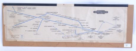 An original British Railways carriage map for London - Eastern Region.