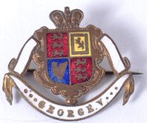 An unusual Mayors enamel set coat of arms George V badge brooch with notation to verso for Boro of