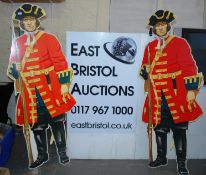 LIFESIZE FIGURES: A pair of lifesize wooden laminated figures of British Redcoat soldiers.