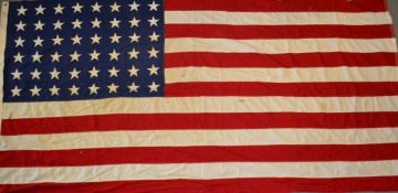 A LARGE 20th century machine stitched capital ship style American 48 star flag - United States of