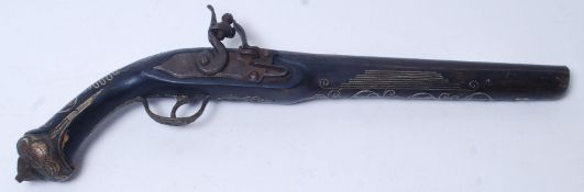 A 19th century reproduction flintlock pistol (non-firing).