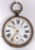 A Railway Timekeeper pocket watch with oversized roman numeral chapter ring,