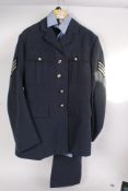 RAF UNIFORM: An original vintage RAF service uniform - complete with trousers, jacket,