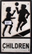 A 20th century cast iron reproduction Children Crossing wall sign,