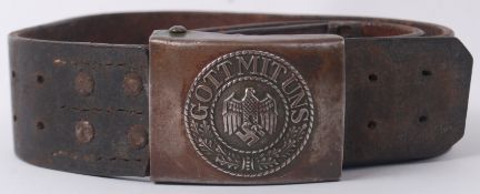 An original WWII Third Reich Nazi uniform Wehrmacht leather belt, complete with buckle.