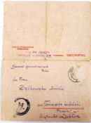 An original WWII Second World War Nazi Sachsenhausen concentration camp letter.