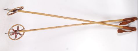 SKI POLES: A pair of original Edwardian / c1920's bamboo constructed ski walking poles.