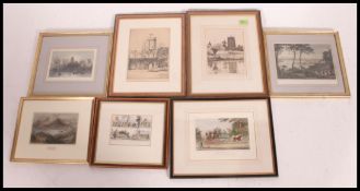 A collection of 7x antique line engravin