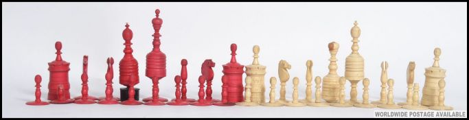 An early 20th century turned wood chess