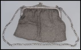 A silver hallmarked ladies large mesh pu
