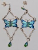 A pair of  925 silver Art Nouveau style