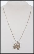 A 925 silver pendant necklace with abstr