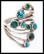 A 925 silver dress ring set with peacock