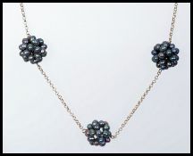 A 925 silver necklace with large black r