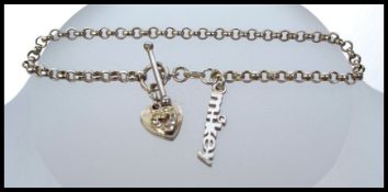 A 925 silver belcher link bracelet with