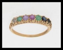 A hallmarked  9ct gold gypsy set ring wi