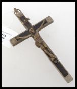 A large Victorian white metal crucifix p